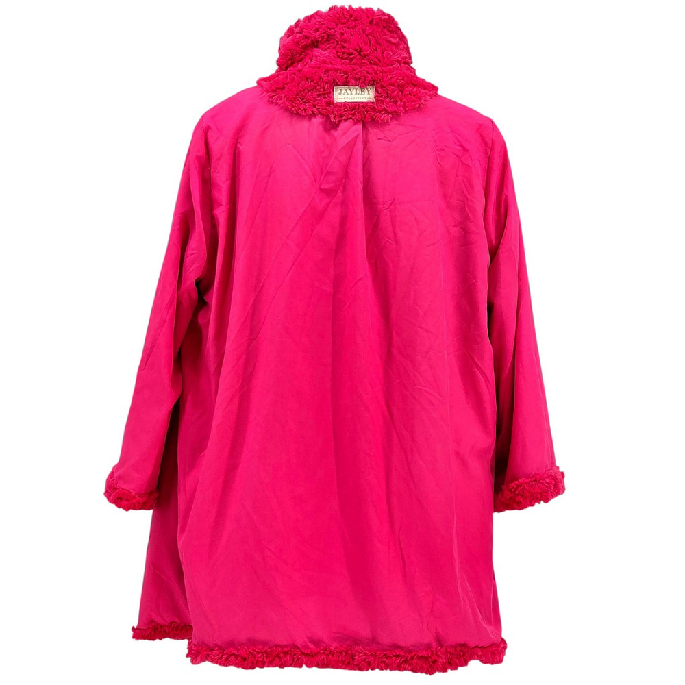 Cozy Glam JAYLEY Faux Fur Teddy Coat Women Oversized Pink Winter - Picture 3 of 13